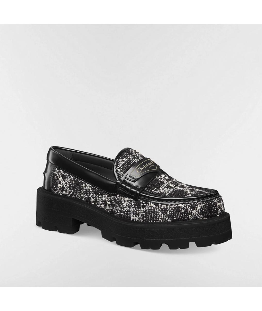CHRISTIAN DIOR Черные текстильные лоферы, фото 3