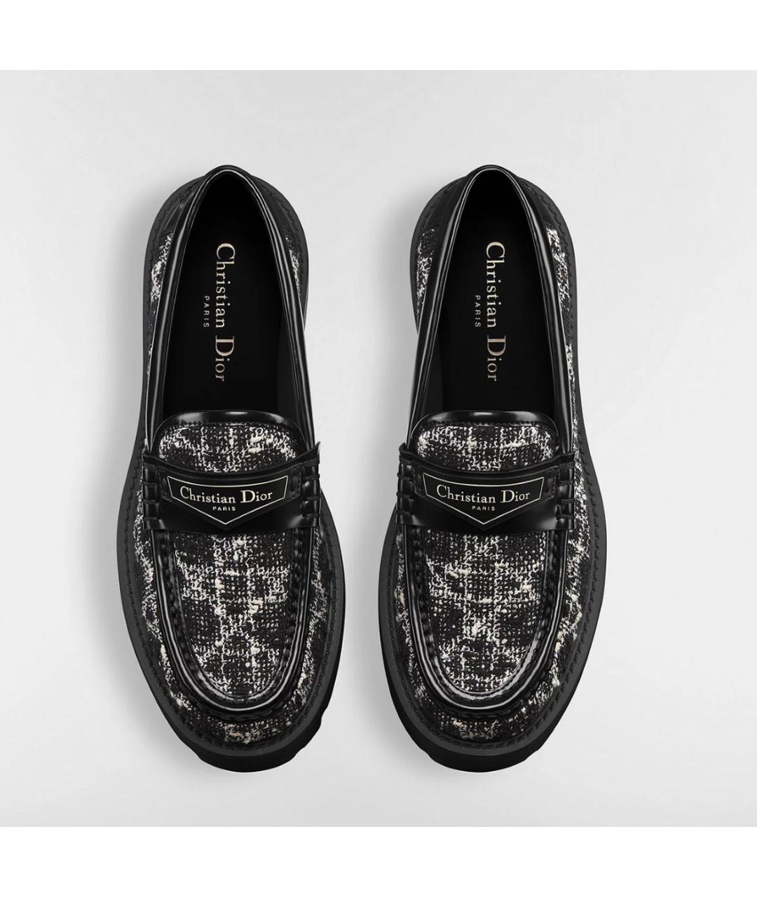 CHRISTIAN DIOR Черные текстильные лоферы, фото 2