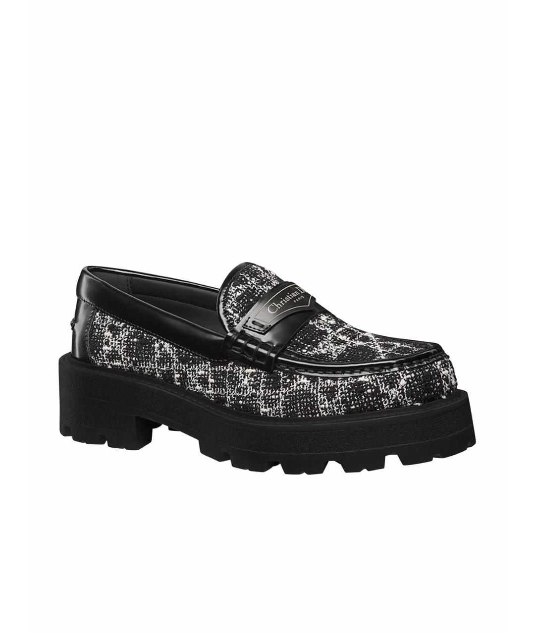 CHRISTIAN DIOR Черные текстильные лоферы, фото 1