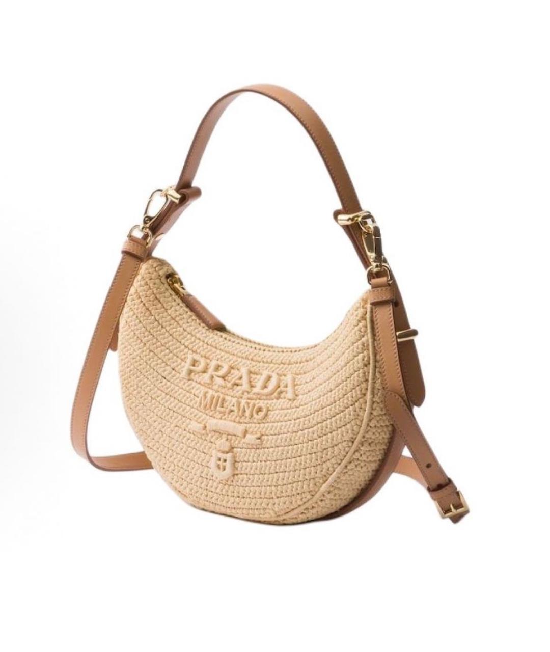PRADA Бежевая тканевая сумка с короткими ручками, фото 2