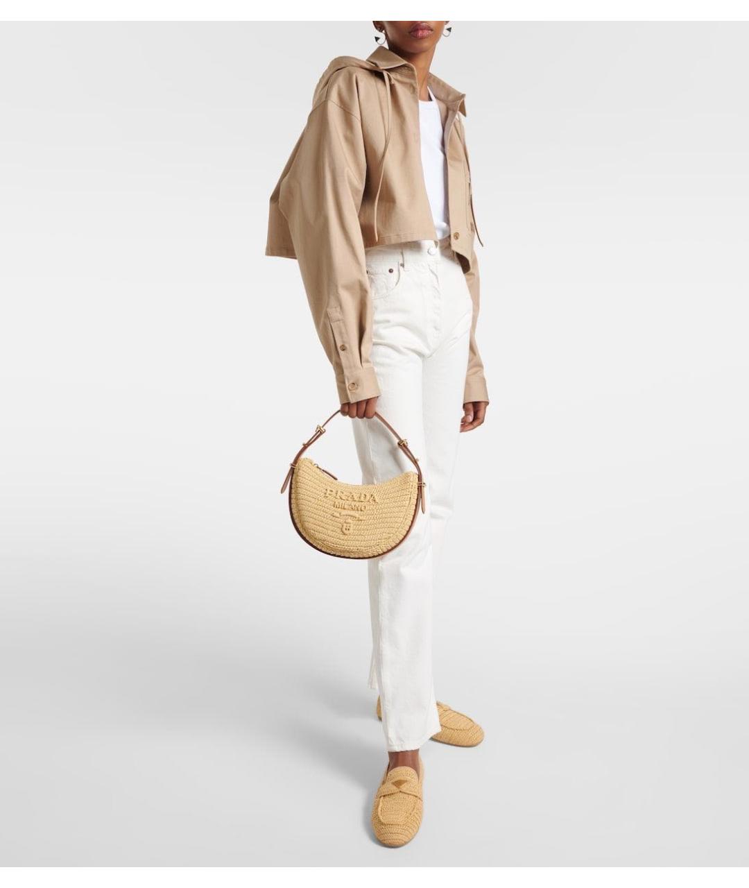 PRADA Бежевая тканевая сумка с короткими ручками, фото 7