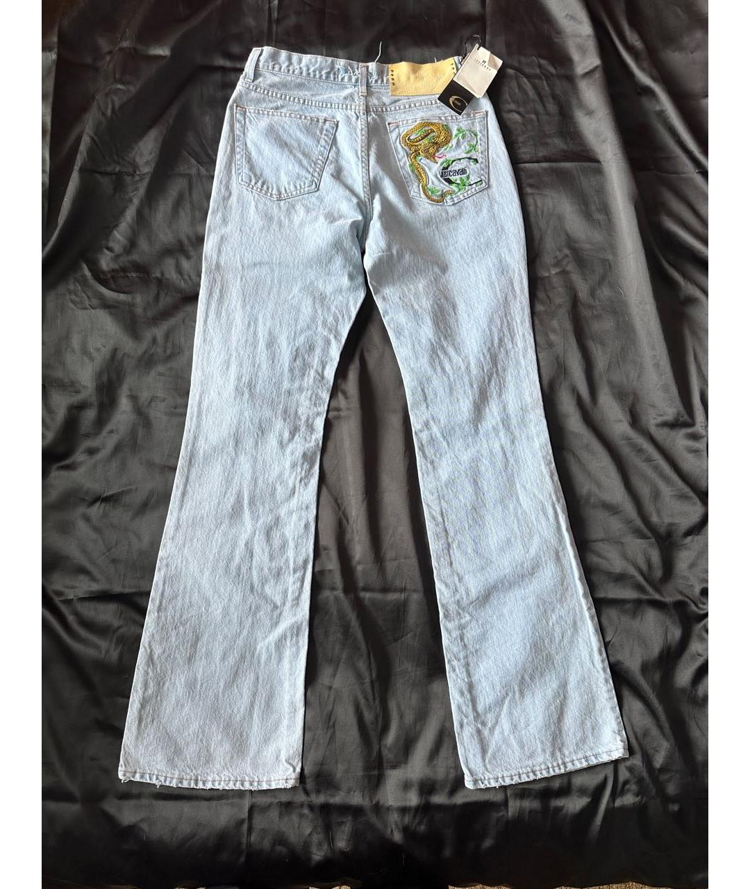 JUST CAVALLI Голубые хлопковые джинсы клеш, фото 2