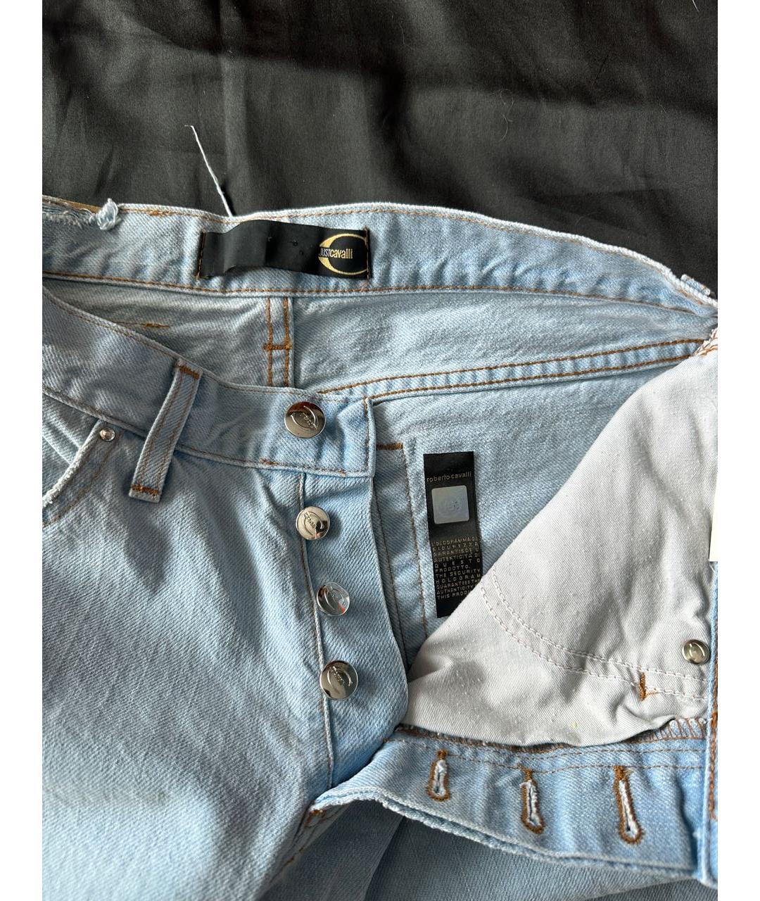 JUST CAVALLI Голубые хлопковые джинсы клеш, фото 3