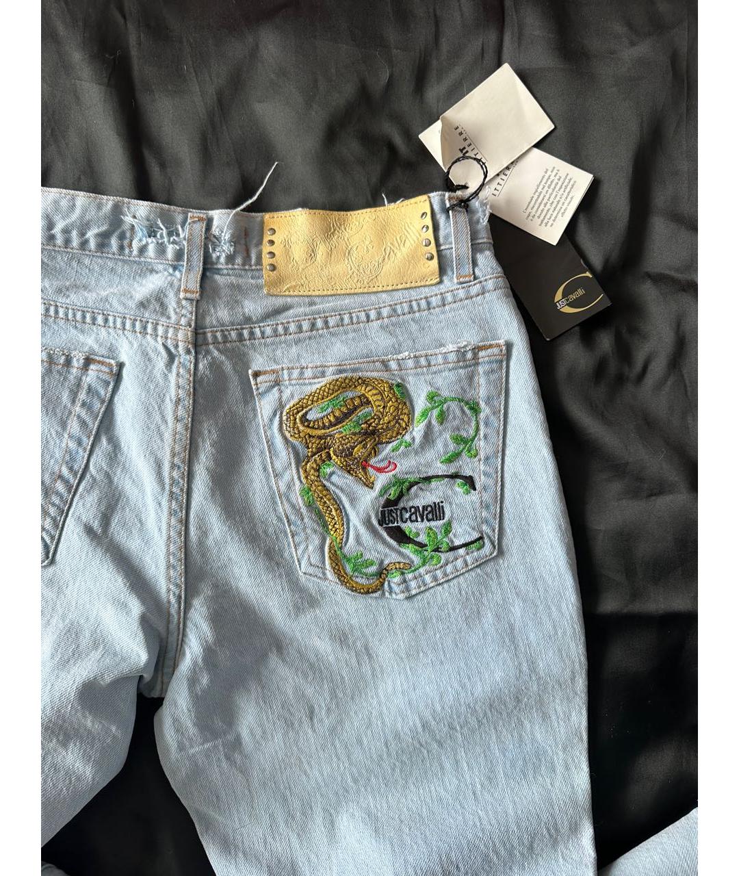 JUST CAVALLI Голубые хлопковые джинсы клеш, фото 7