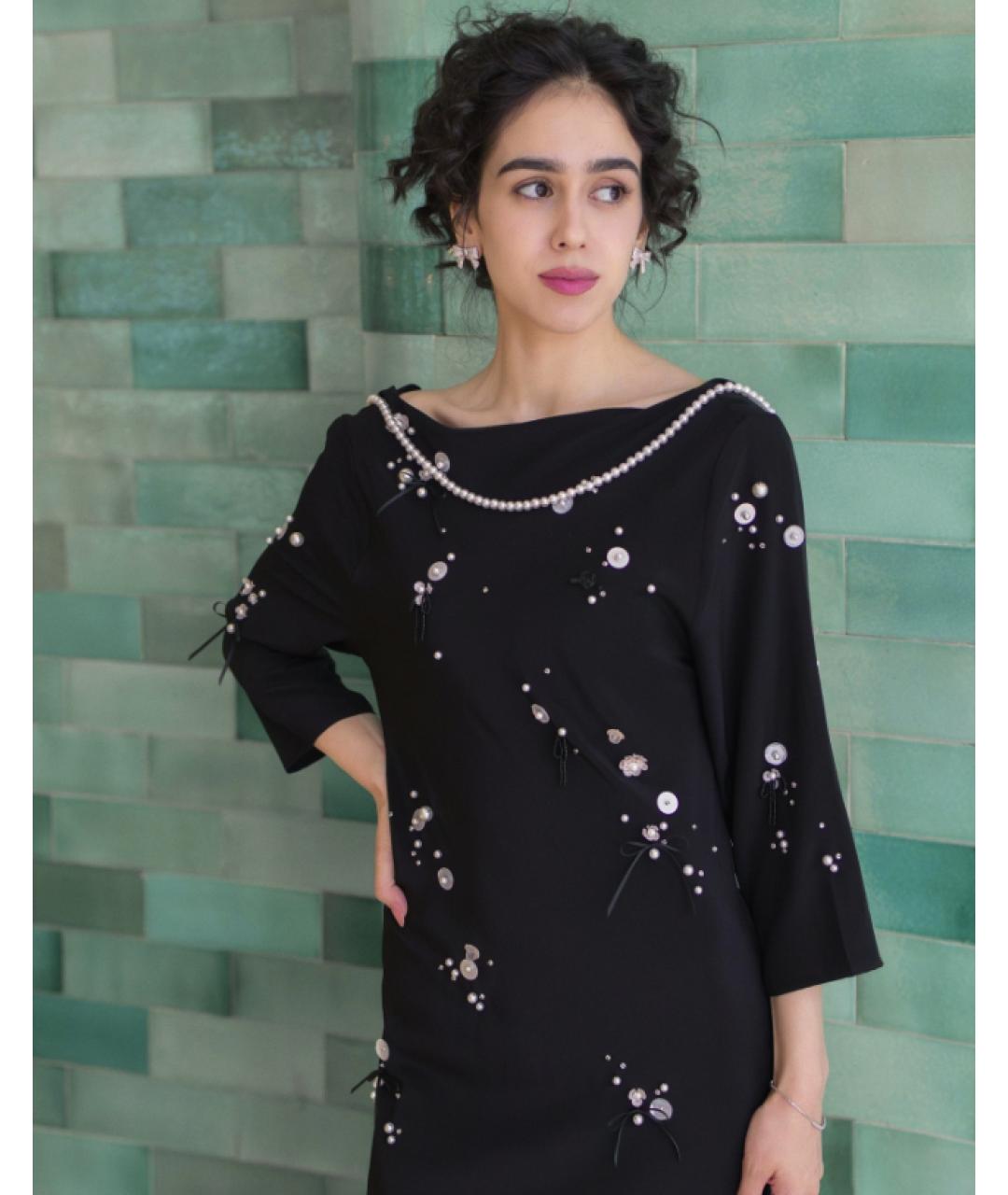 BERNADETTE Черное шелковое вечернее платье, фото 4