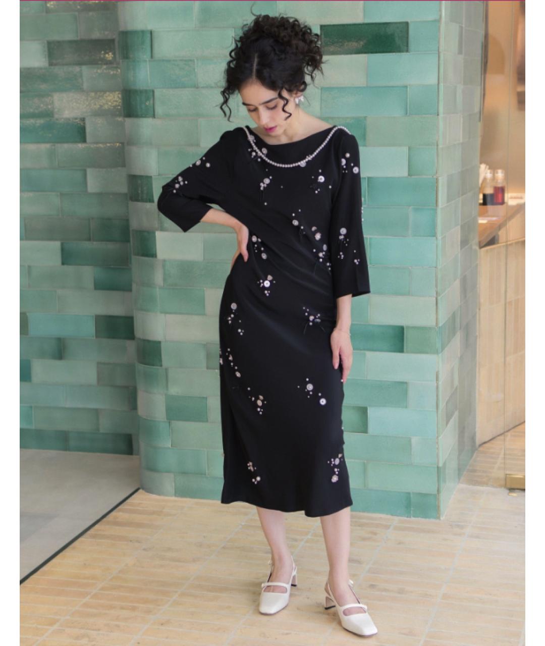 BERNADETTE Черное шелковое вечернее платье, фото 2