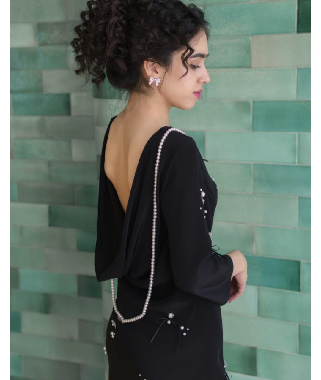 BERNADETTE Черное шелковое вечернее платье, фото 5