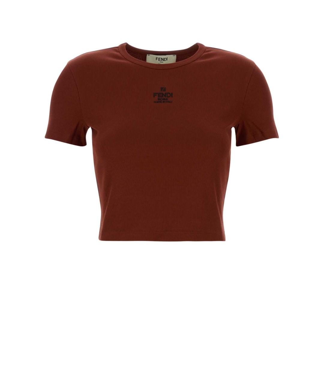 FENDI Красная хлопковая футболка, фото 1