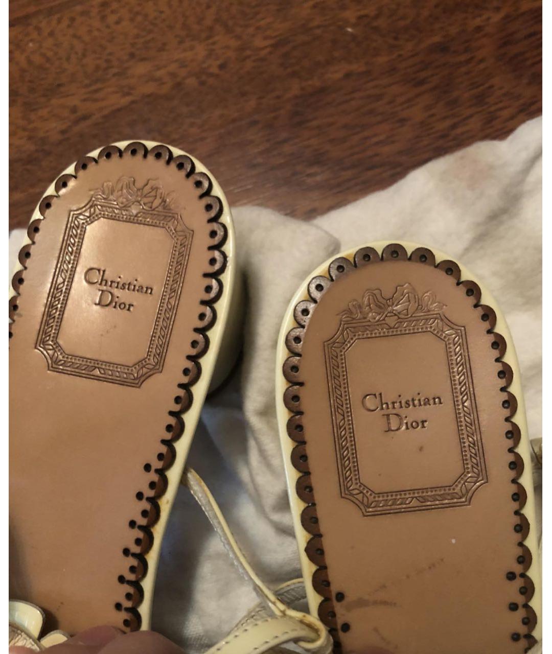 CHRISTIAN DIOR Бежевые кожаные босоножки, фото 2