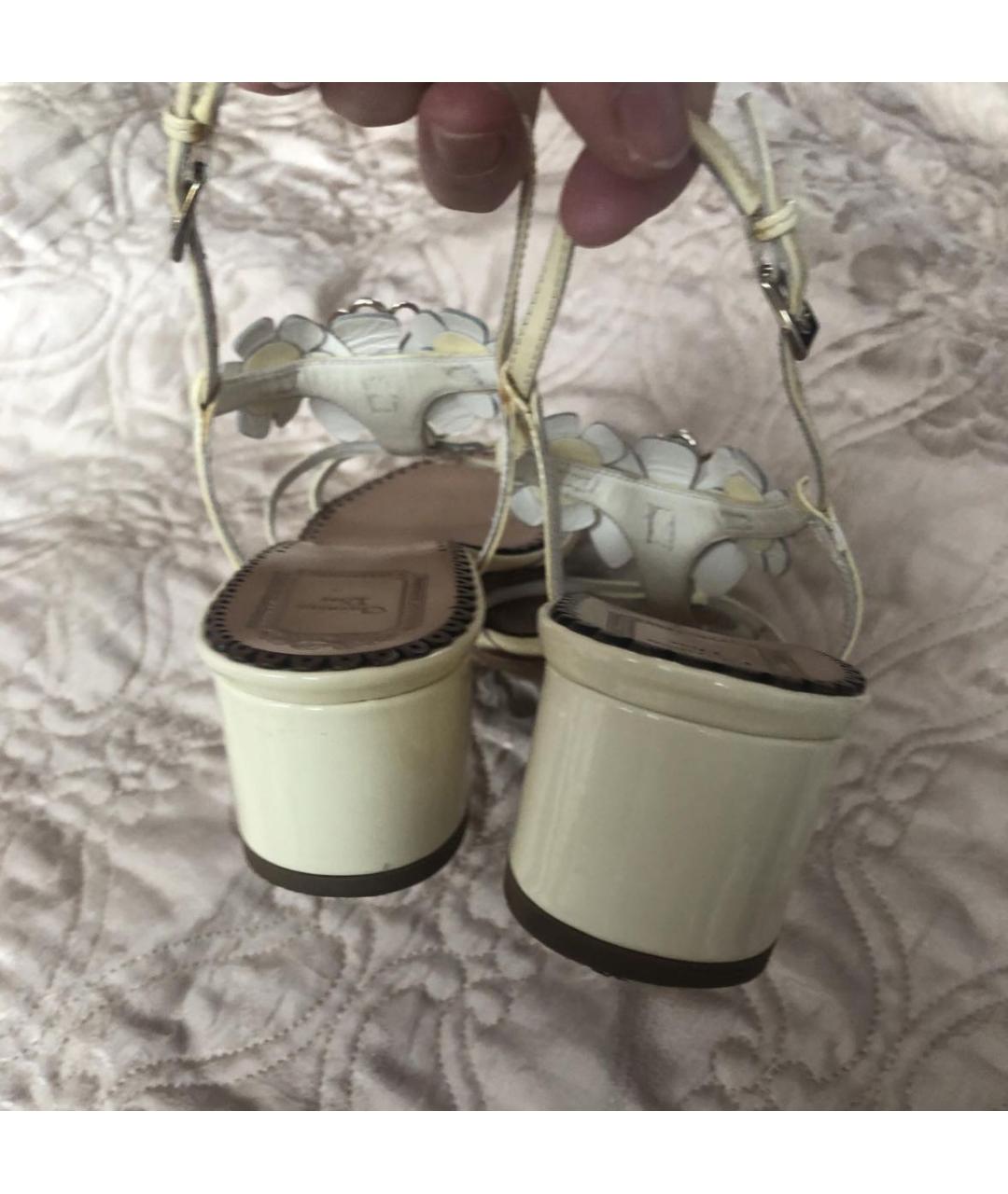 CHRISTIAN DIOR Бежевые кожаные босоножки, фото 3