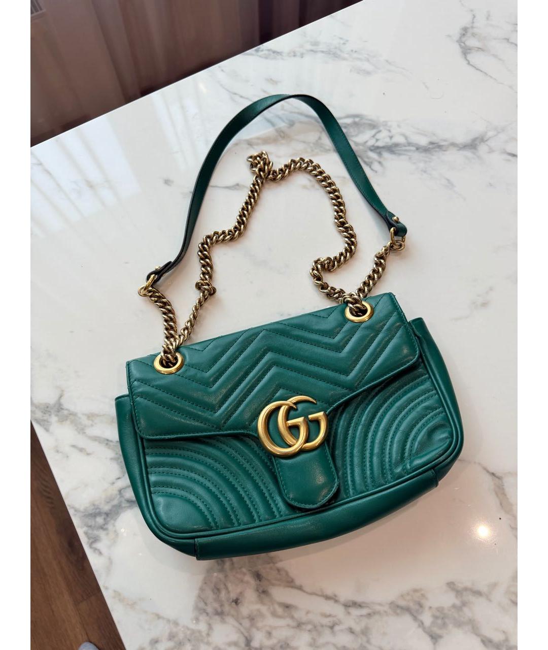 GUCCI Зеленая кожаная сумка через плечо, фото 2