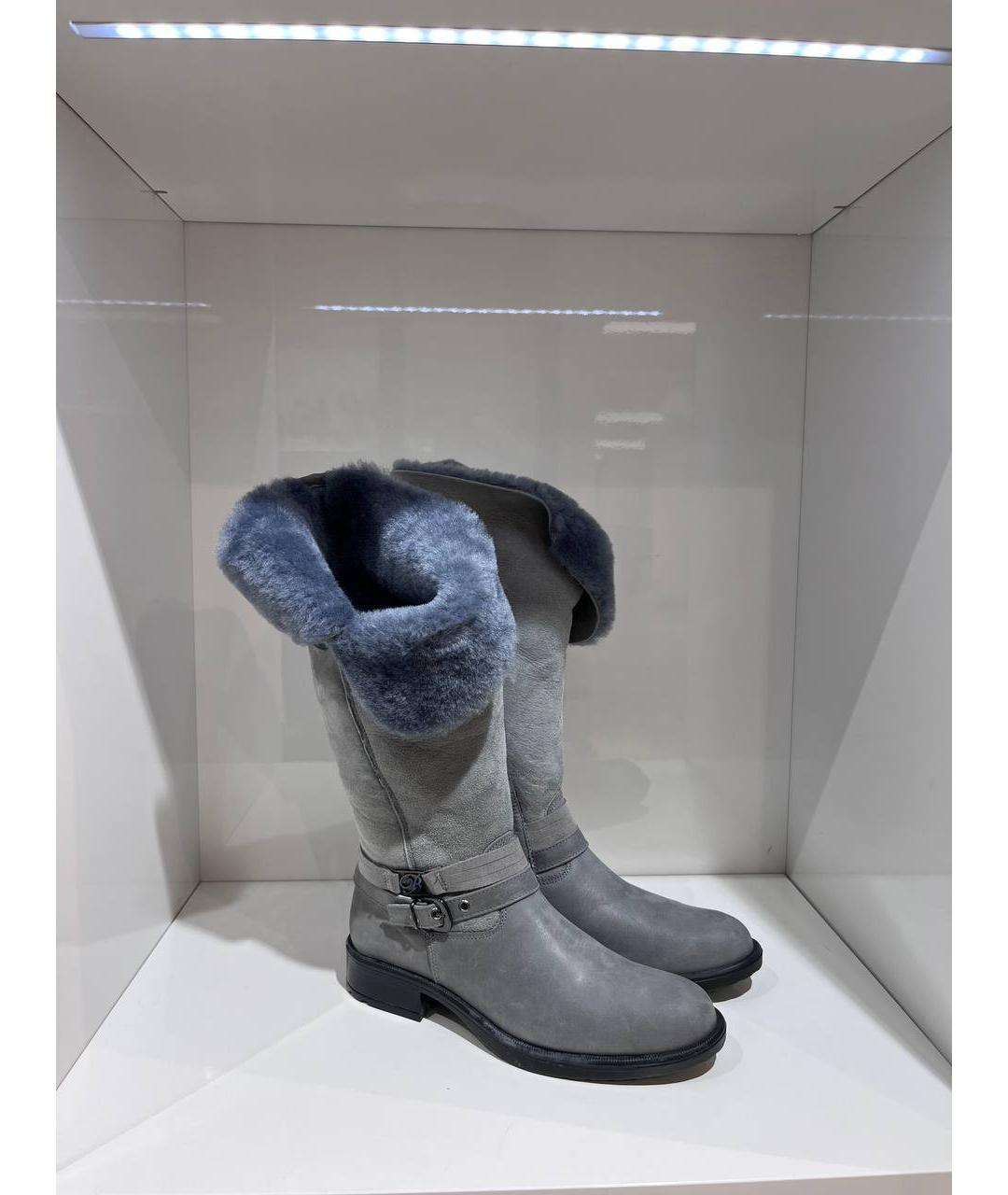 BLUMARINE Серые кожаные сапоги, фото 4