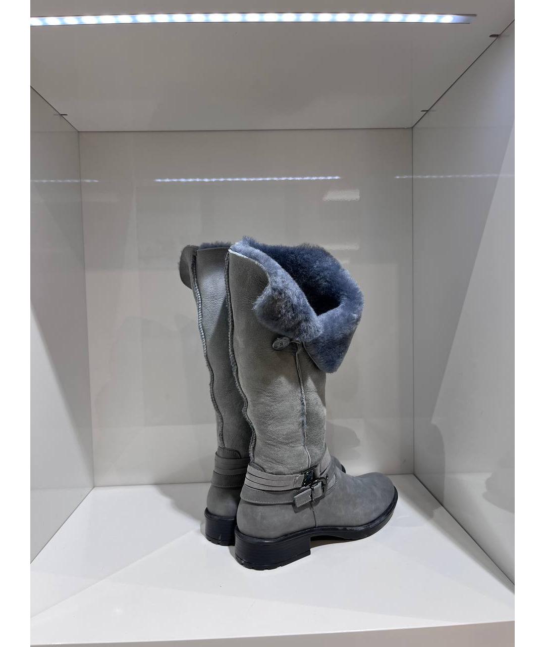 BLUMARINE Серые кожаные сапоги, фото 2