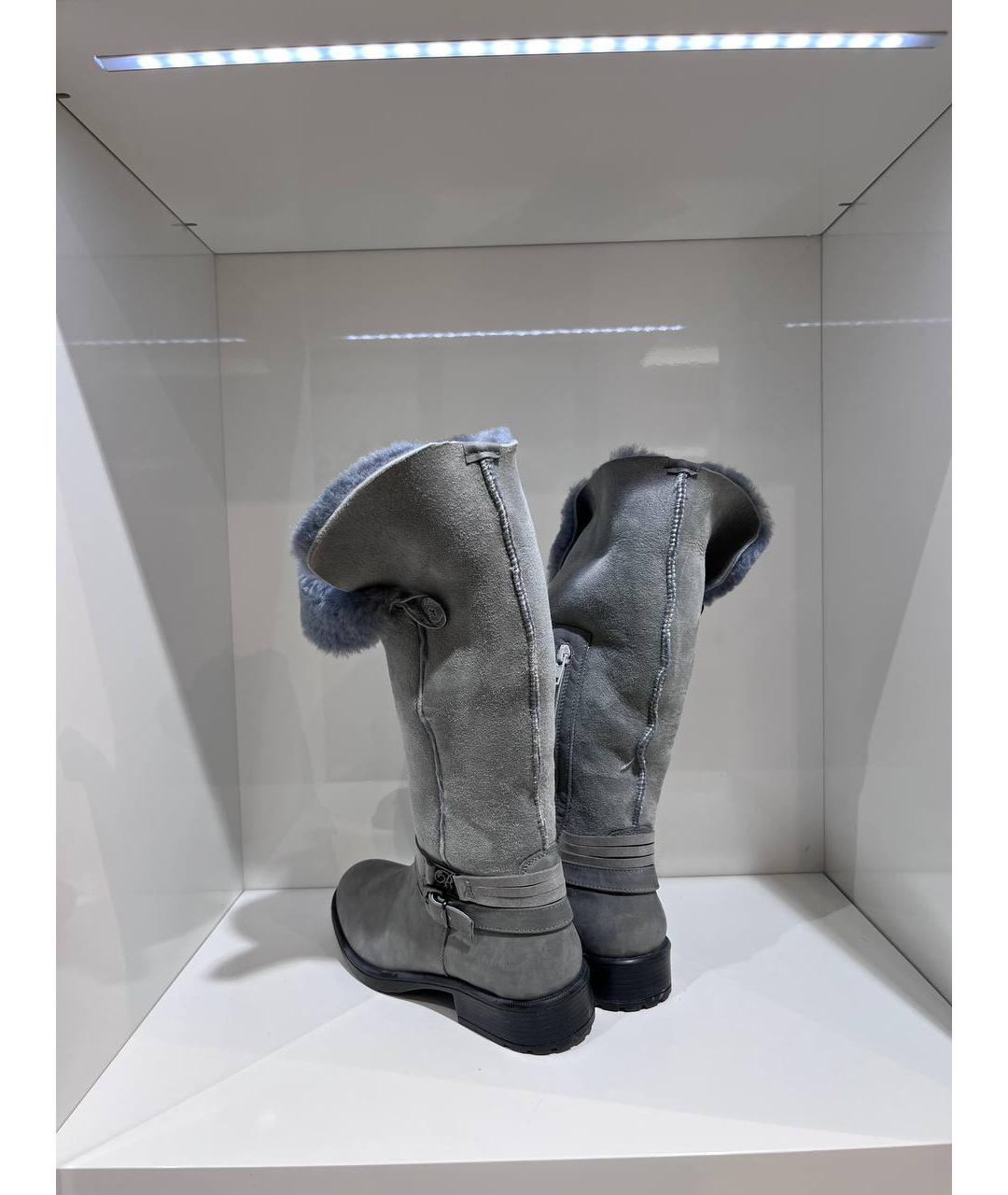 BLUMARINE Серые кожаные сапоги, фото 3