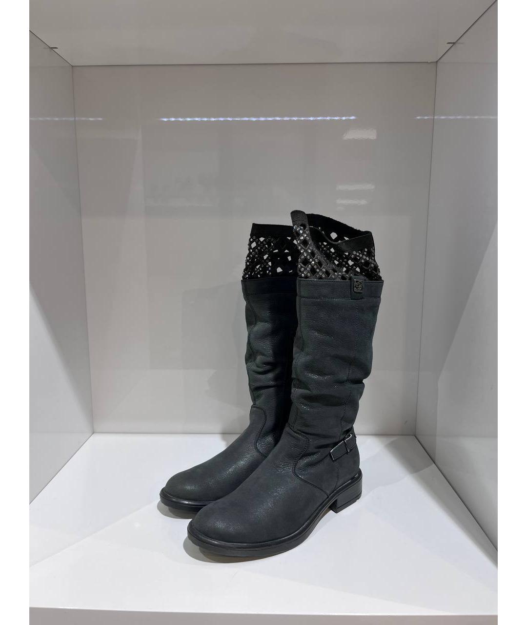 BLUMARINE Черные кожаные сапоги, фото 2