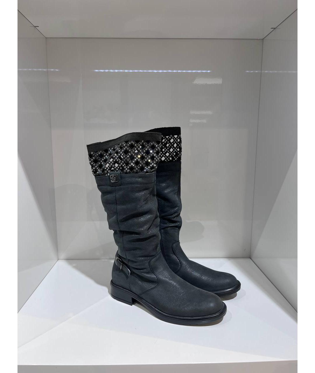 BLUMARINE Черные кожаные сапоги, фото 4