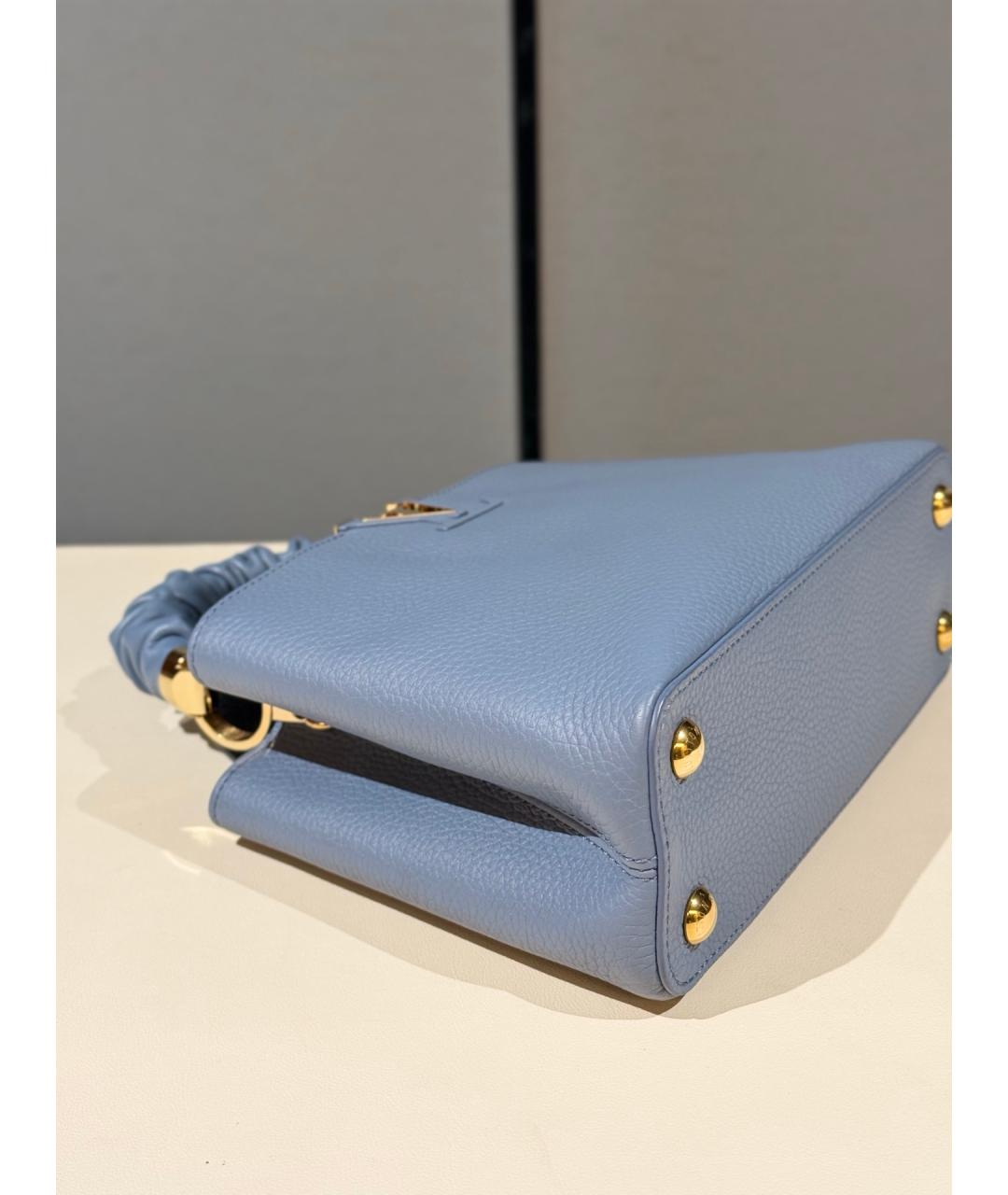 LOUIS VUITTON Голубая кожаная сумка с короткими ручками, фото 9