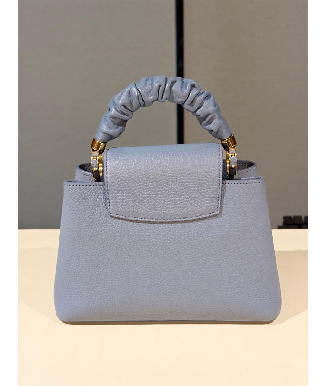 LOUIS VUITTON Голубая кожаная сумка с короткими ручками, фото 6