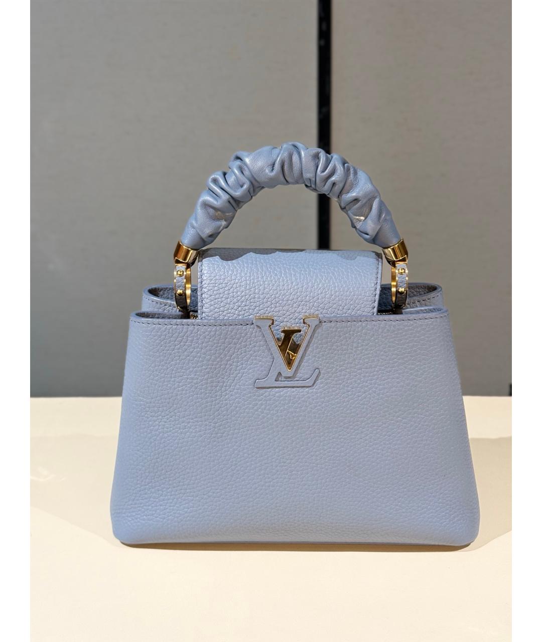 LOUIS VUITTON Голубая кожаная сумка с короткими ручками, фото 10