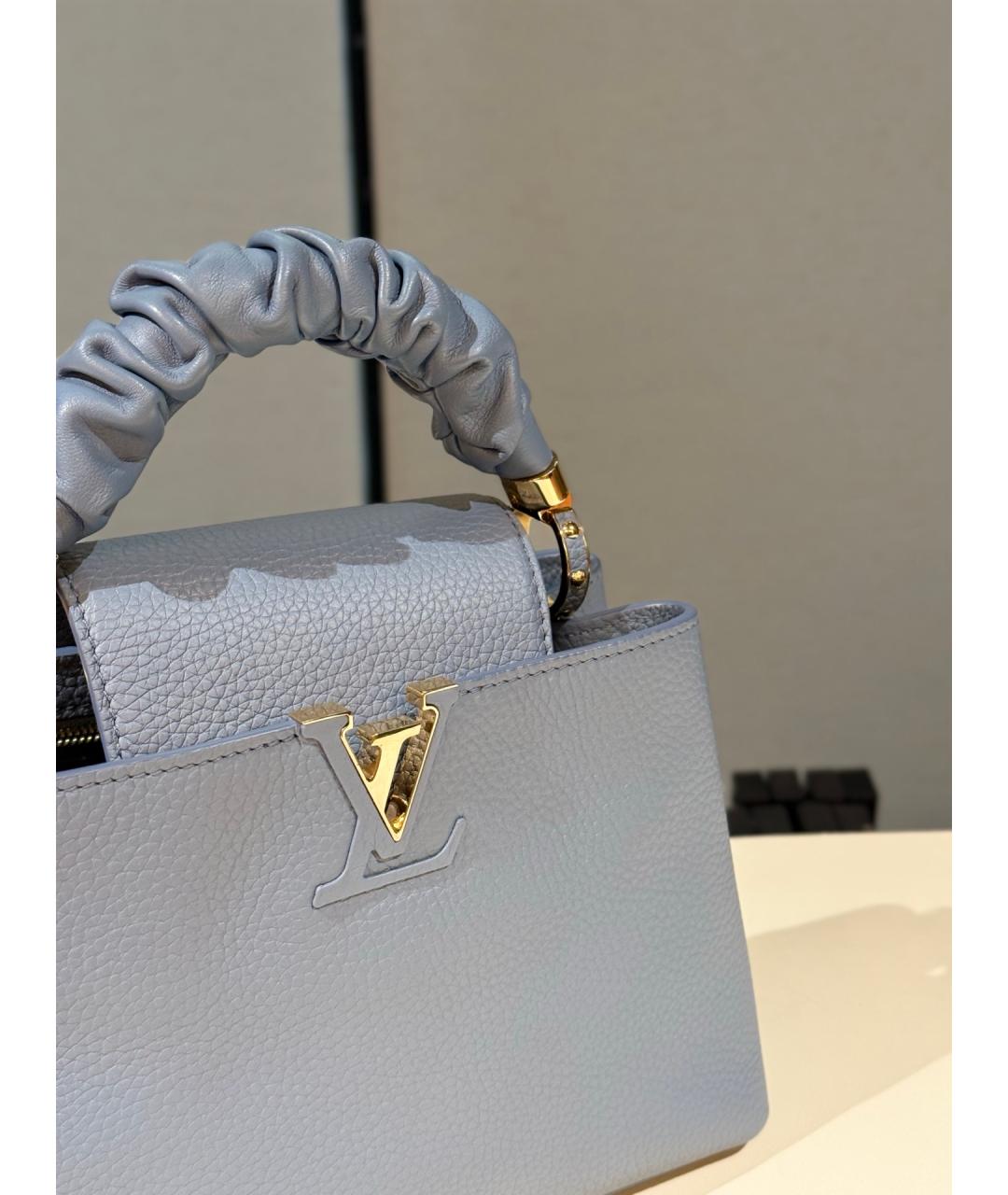 LOUIS VUITTON Голубая кожаная сумка с короткими ручками, фото 5