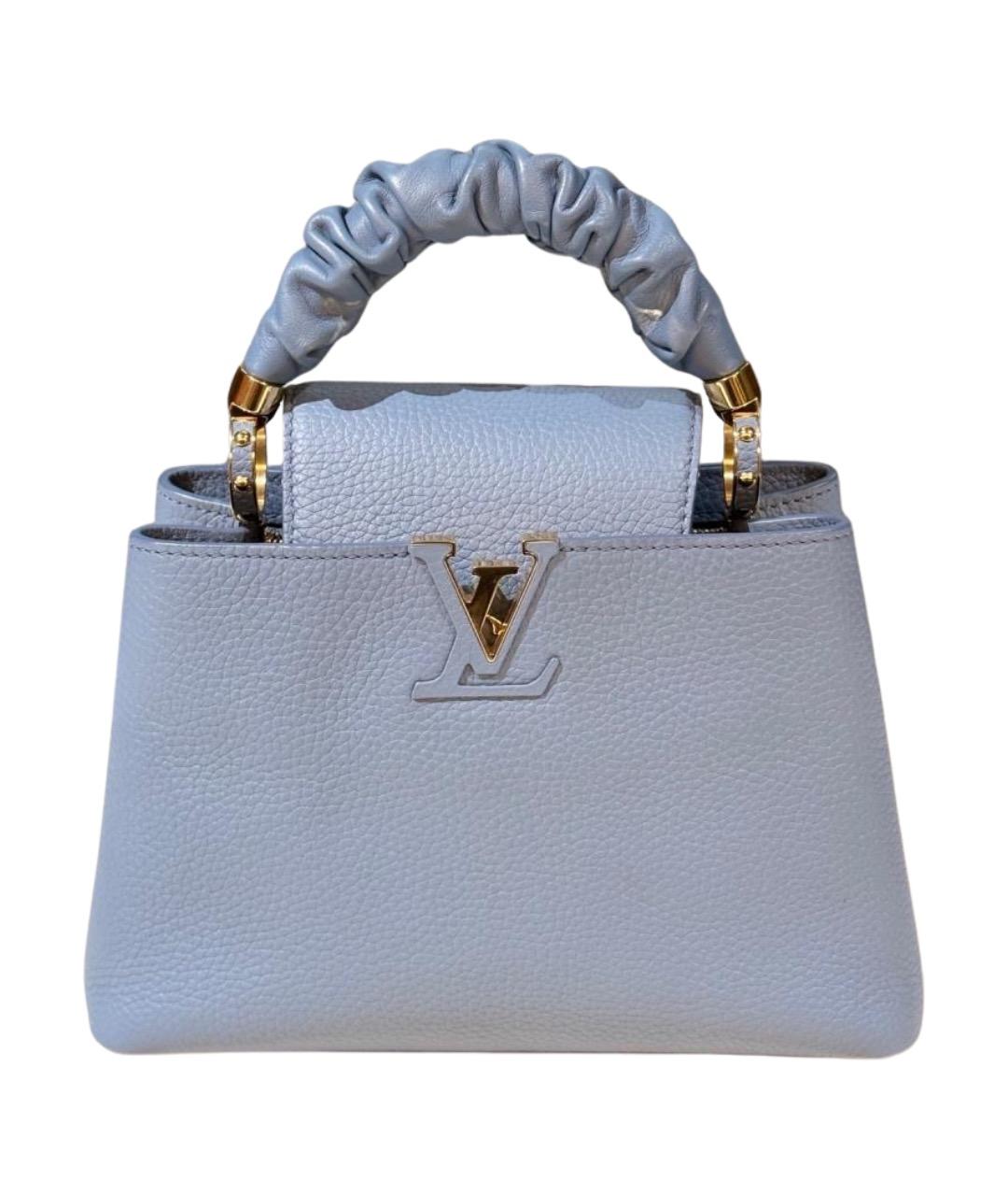 LOUIS VUITTON Голубая кожаная сумка с короткими ручками, фото 1