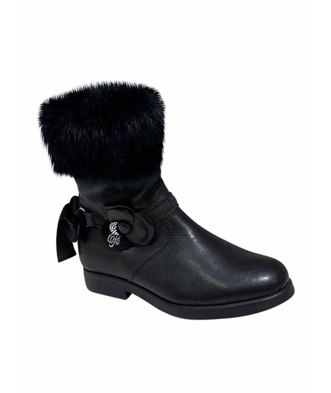 BLUMARINE Черные кожаные ботинки, фото 1