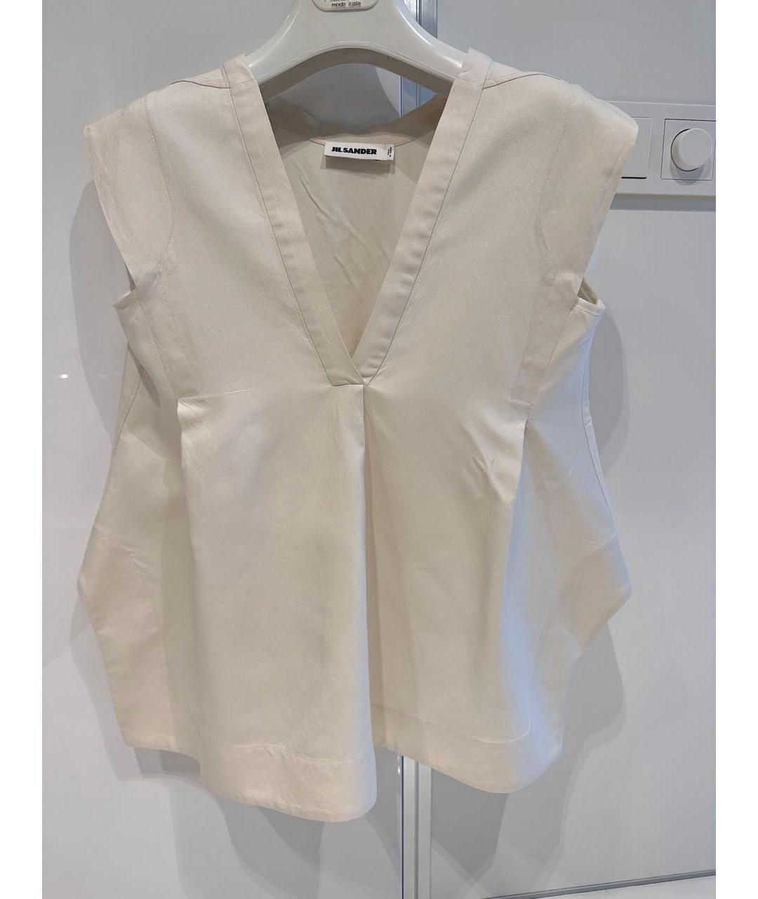 JIL SANDER Бежевая шелковая блузы, фото 5