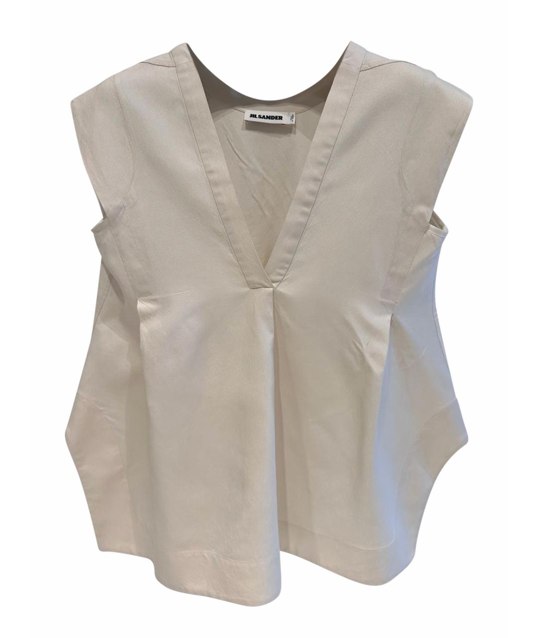 JIL SANDER Бежевая шелковая блузы, фото 1