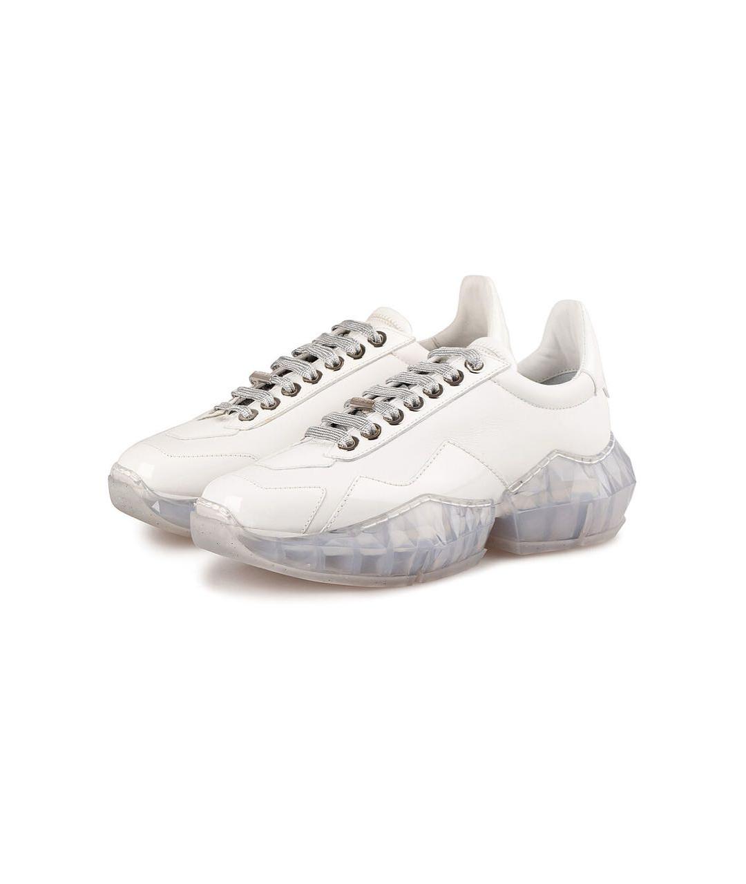 JIMMY CHOO Бежевые кроссовки из лакированной кожи, фото 5