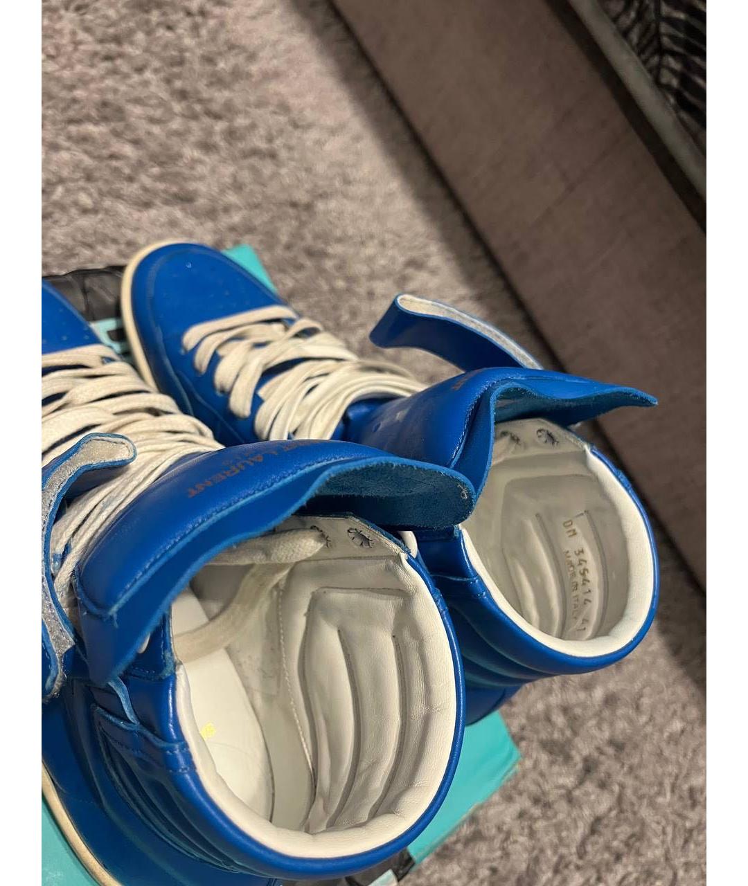 SAINT LAURENT Синие кожаные высокие кроссовки / кеды, фото 3