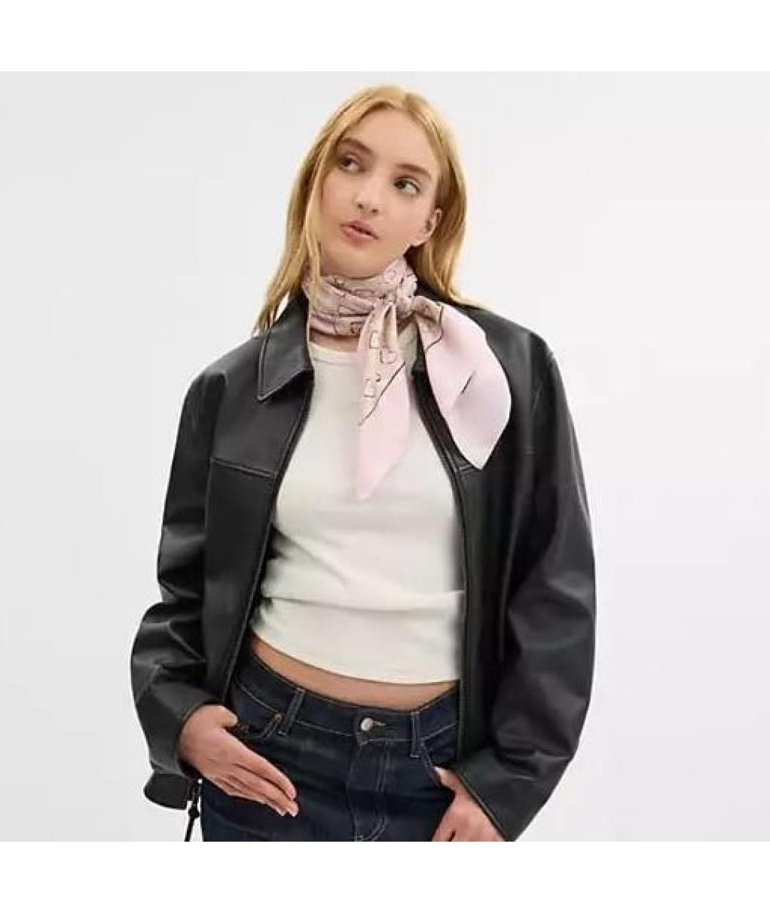 COACH Розовый шелковый платок, фото 8