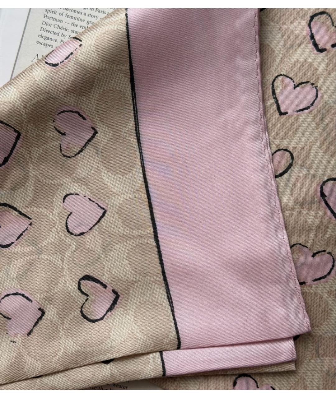 COACH Розовый шелковый платок, фото 6