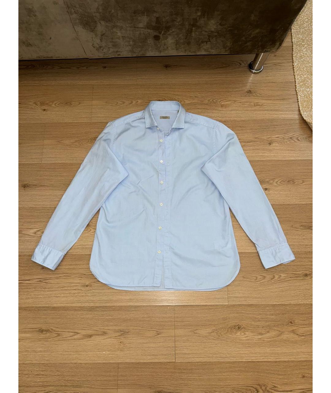 ZZEGNA Голубая хлопковая классическая рубашка, фото 9
