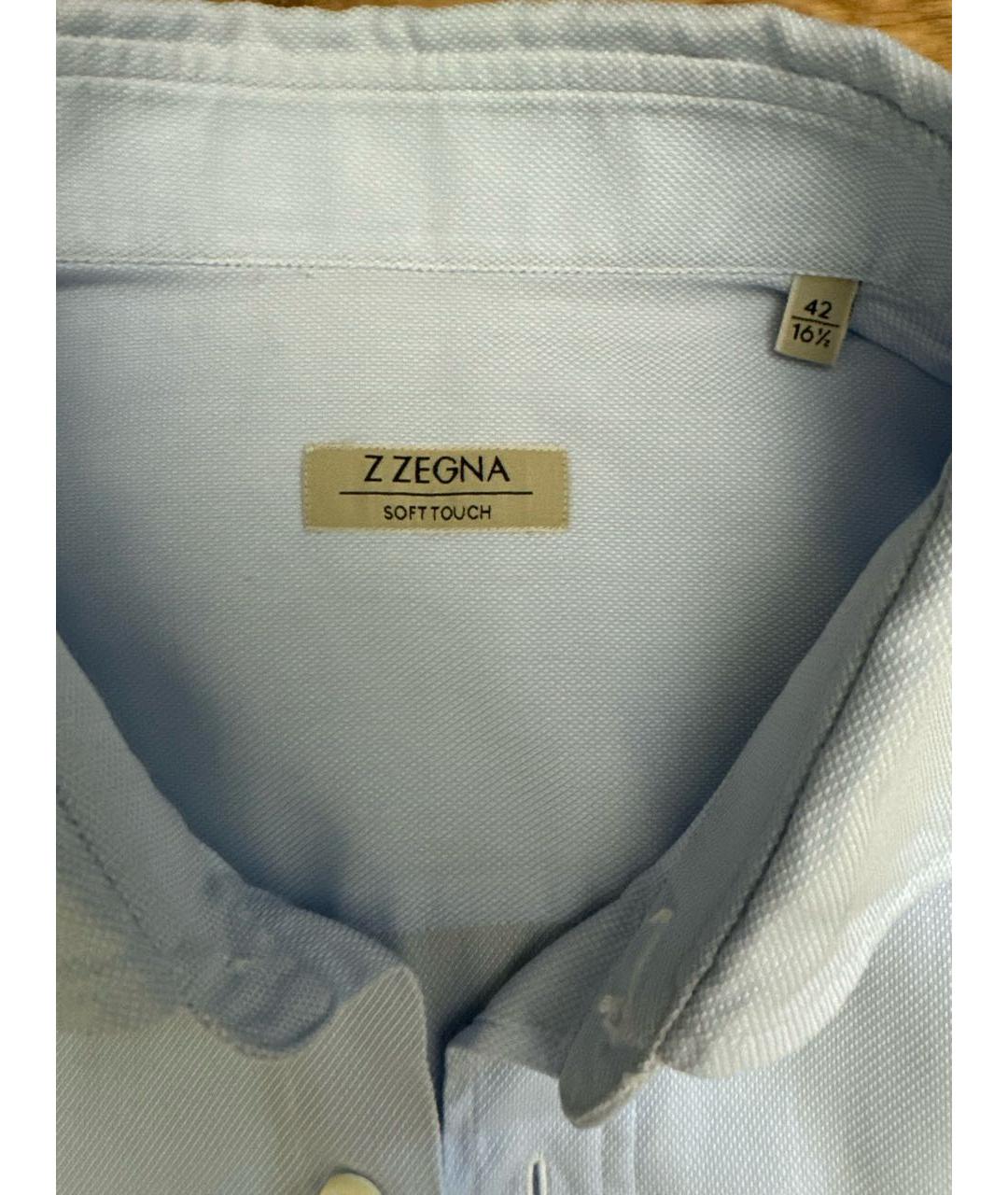 ZZEGNA Голубая хлопковая классическая рубашка, фото 5