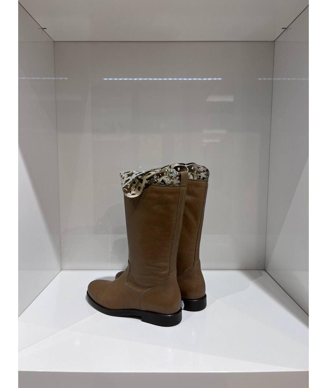 BLUMARINE Коричневые кожаные сапоги, фото 3