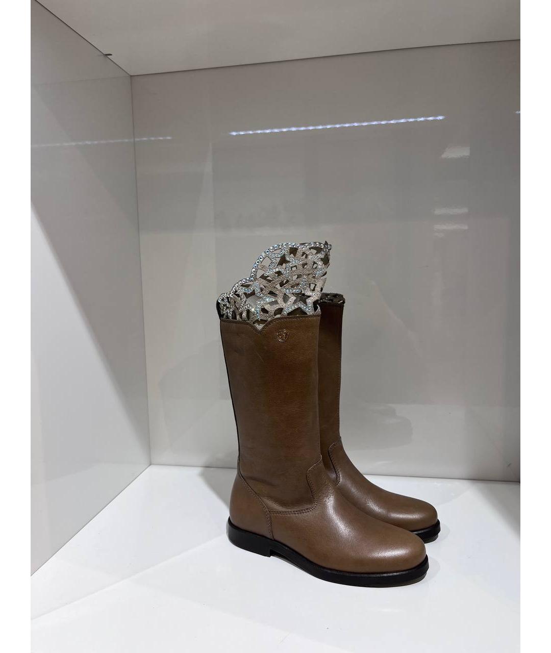 BLUMARINE Коричневые кожаные сапоги, фото 4