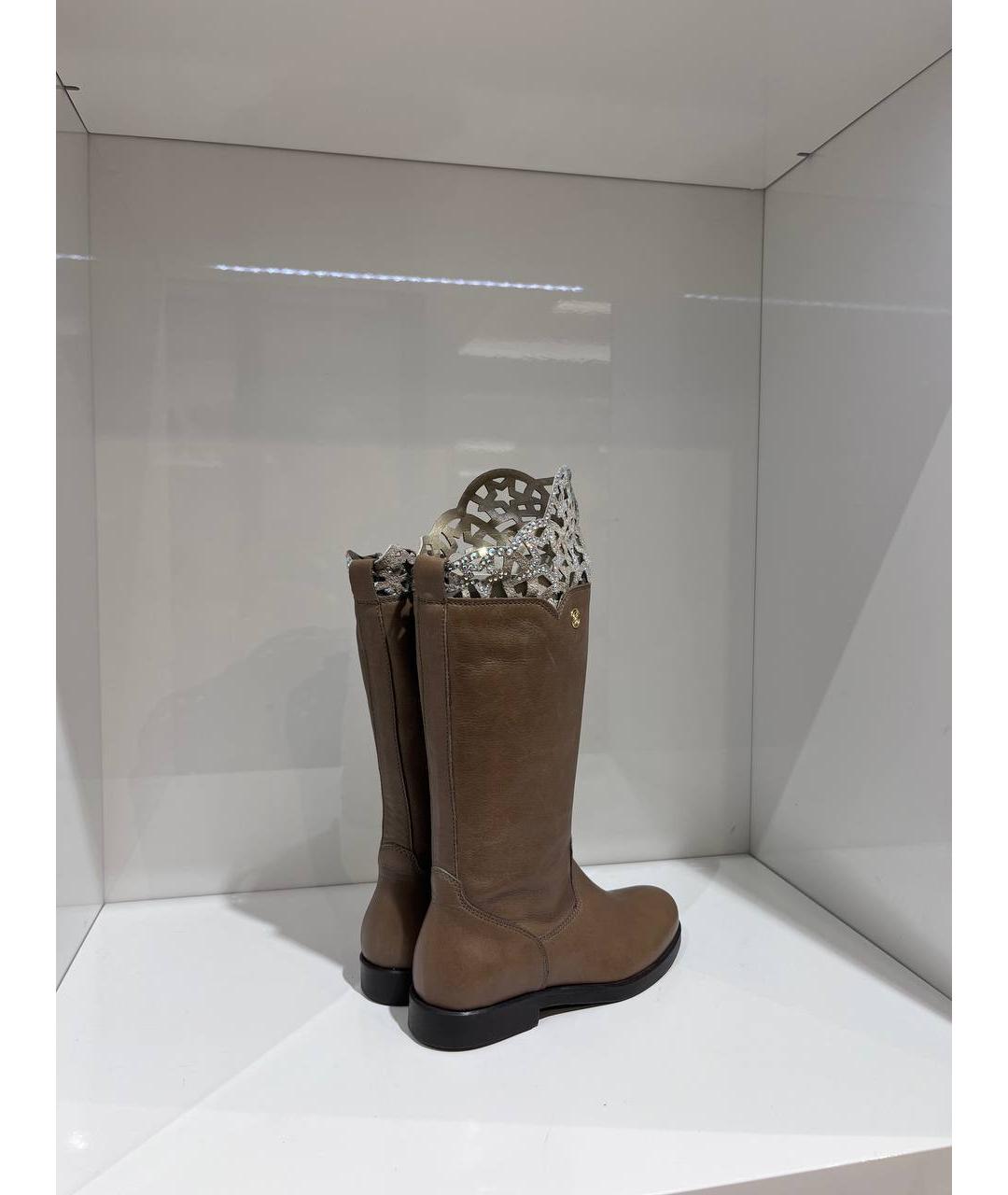 BLUMARINE Коричневые кожаные сапоги, фото 2
