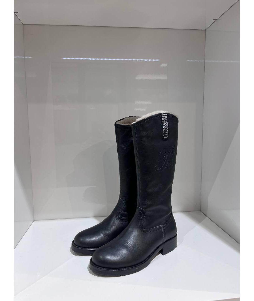 BLUMARINE Черные кожаные сапоги, фото 2