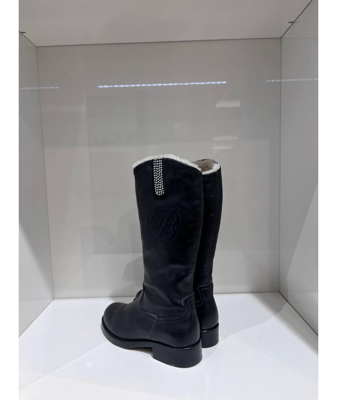 BLUMARINE Черные кожаные сапоги, фото 3