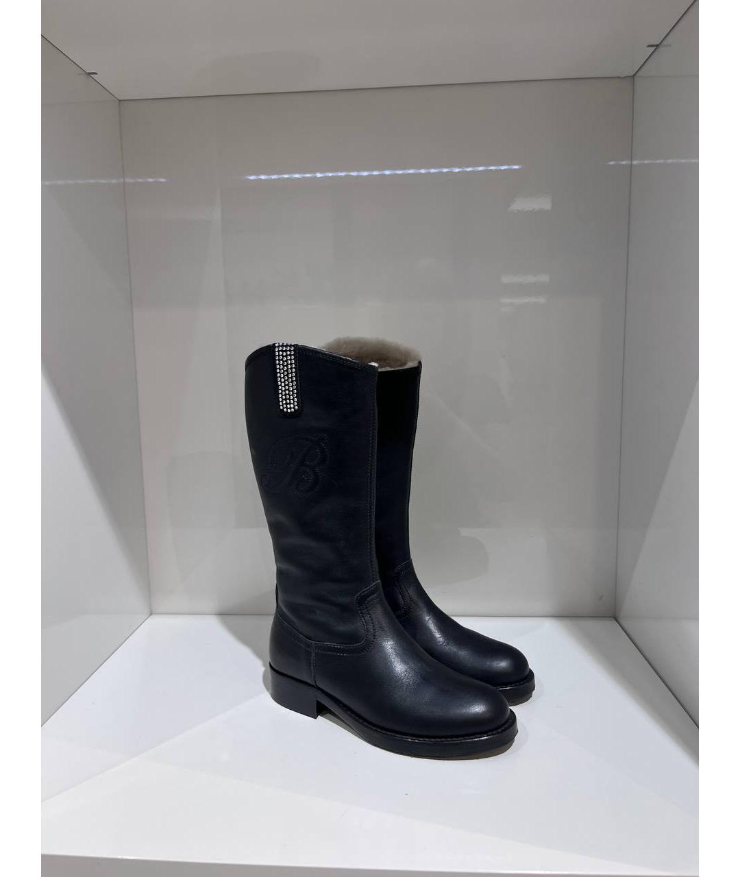 BLUMARINE Черные кожаные сапоги, фото 4
