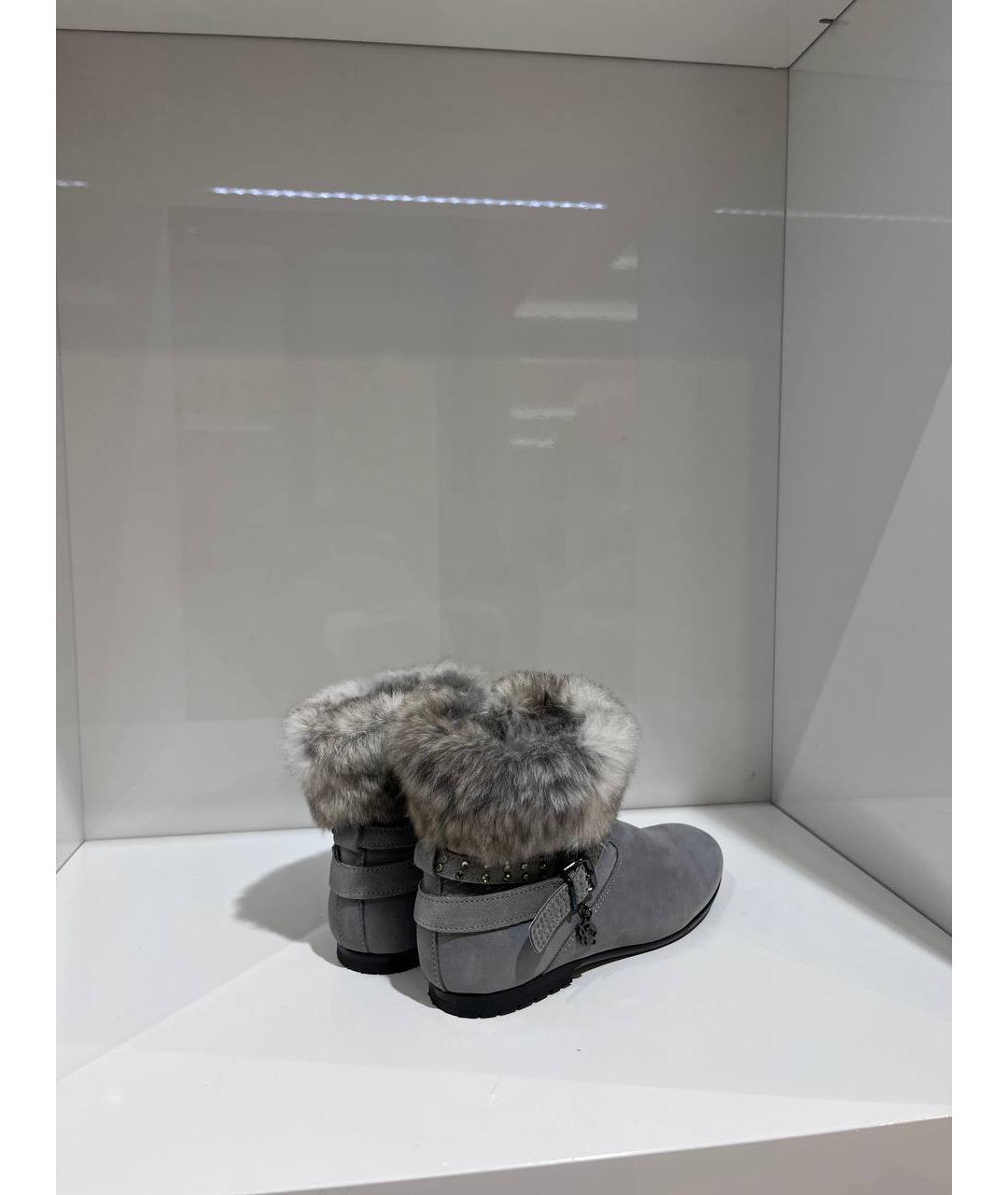 BLUMARINE Серые кожаные ботинки, фото 3