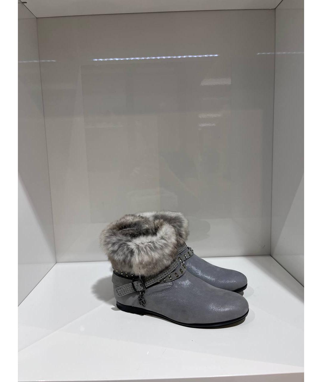 BLUMARINE Серые кожаные ботинки, фото 4