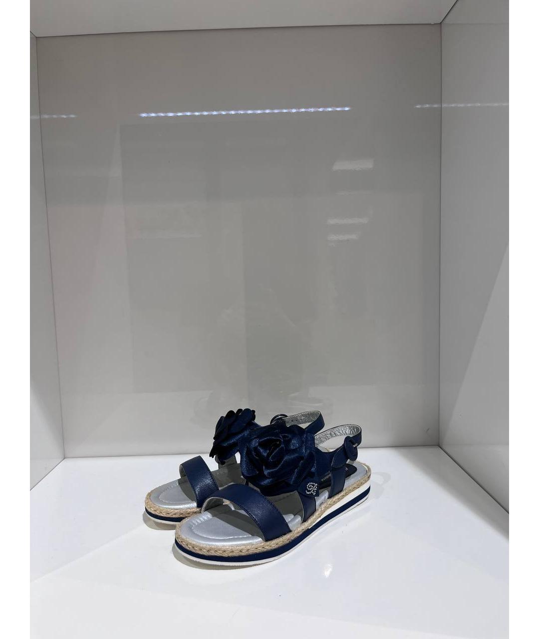 BLUMARINE Синие кожаные сандалии и шлепанцы, фото 2