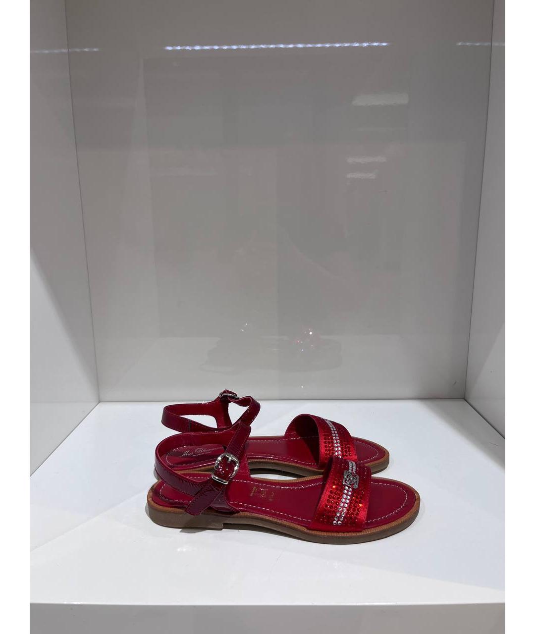 BLUMARINE Красные кожаные сандалии и шлепанцы, фото 4