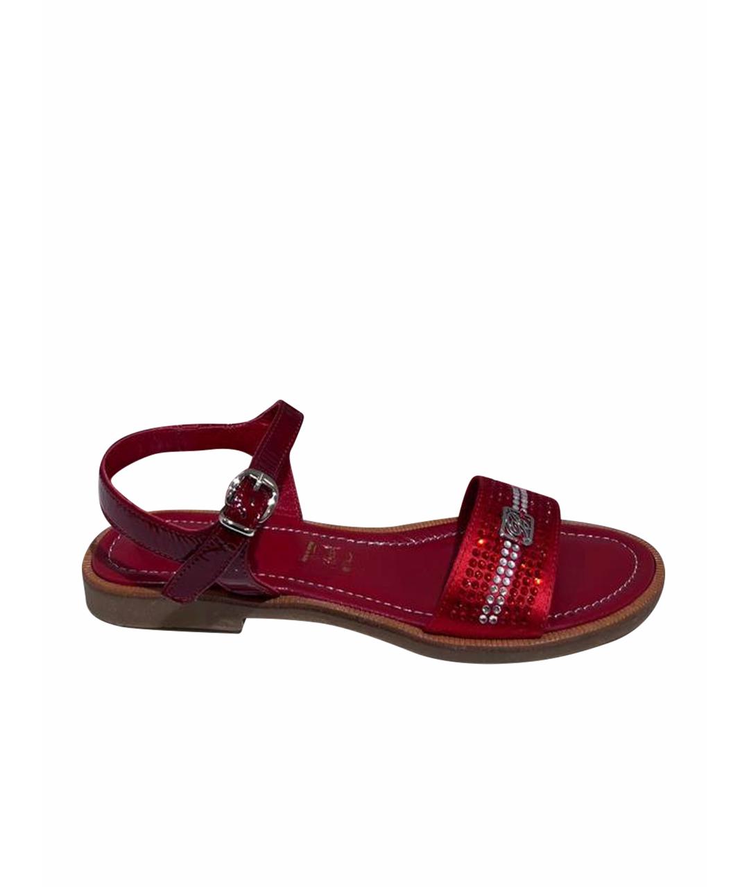 BLUMARINE Красные кожаные сандалии и шлепанцы, фото 1