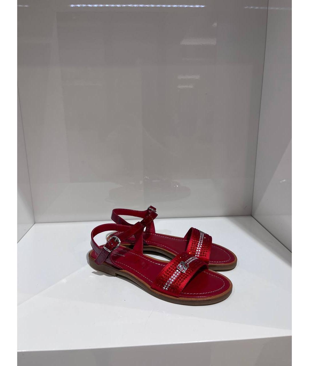 BLUMARINE Красные кожаные сандалии и шлепанцы, фото 2