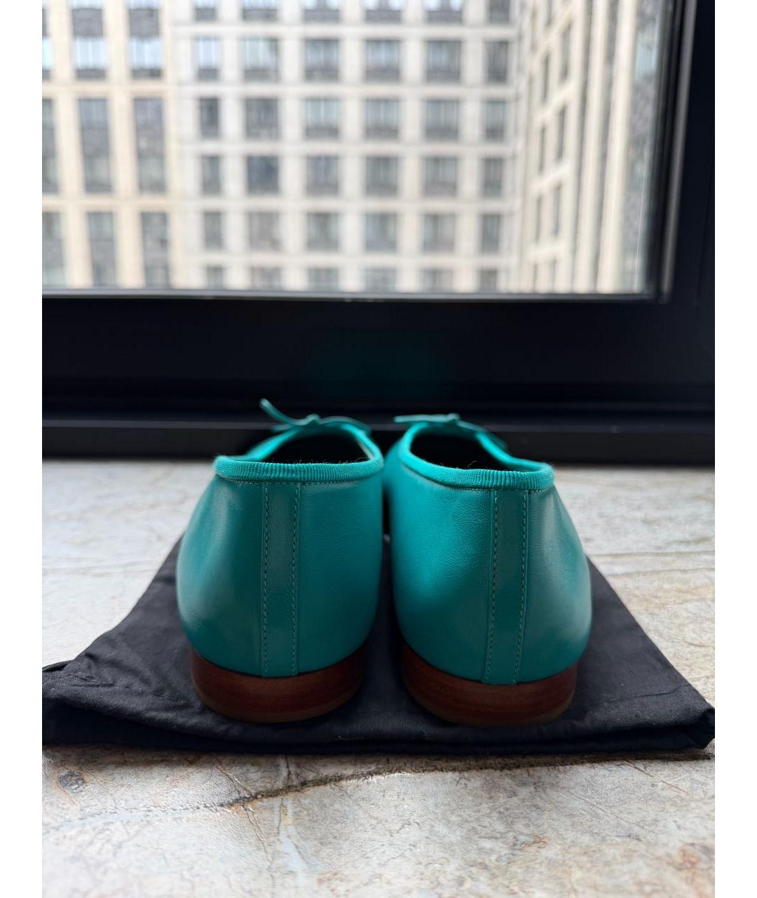 CHANEL Бирюзовые кожаные балетки, фото 4