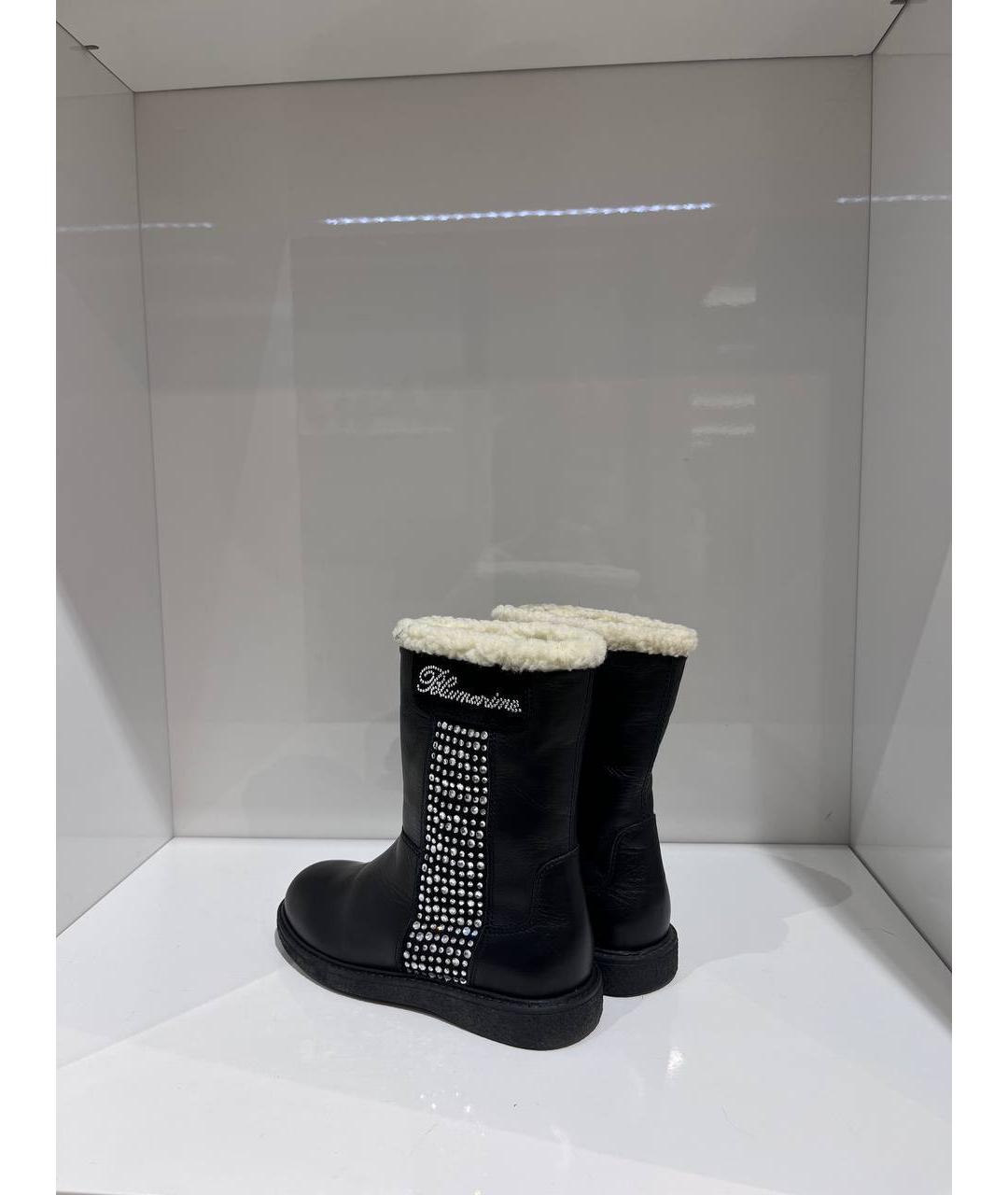 BLUMARINE Черные кожаные ботинки, фото 3