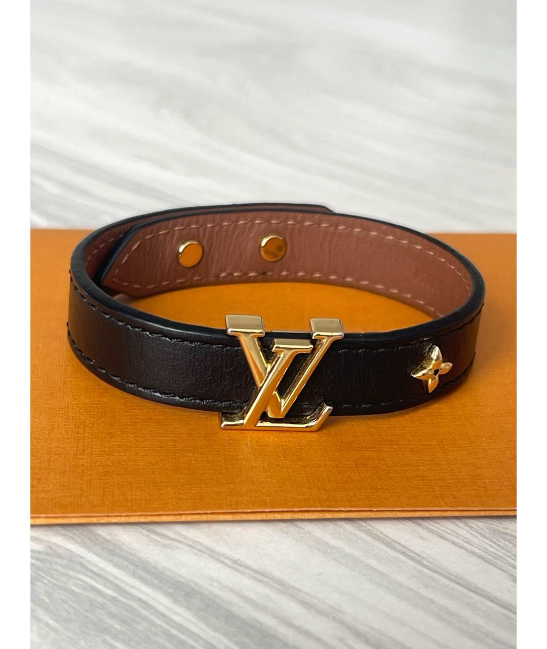 LOUIS VUITTON Черный кожаный браслет, фото 4