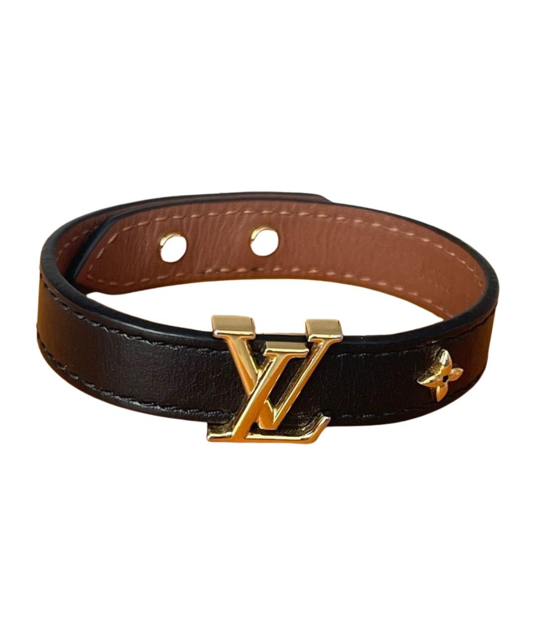 LOUIS VUITTON Черный кожаный браслет, фото 1